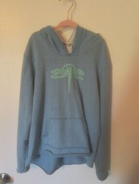Light Blue Hoodie with Mint Dragonfly Graphic
